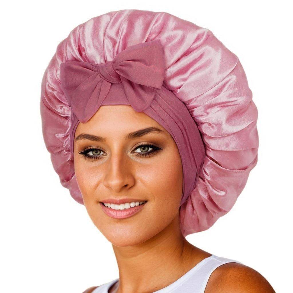Silk and satin nightcap with tie - Light Bean Paste Red // Sublake 