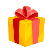 Colorful gift box with red ribbon symbolizing a bonus gift reward on us.